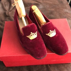Church’s of London Red Velvet Moccasin Slip-ons